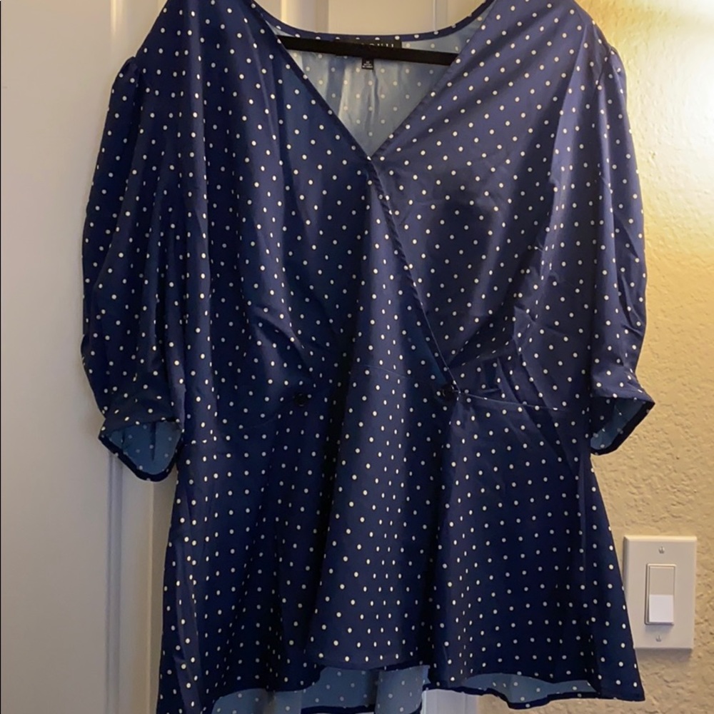 Blue Polka Dot Top